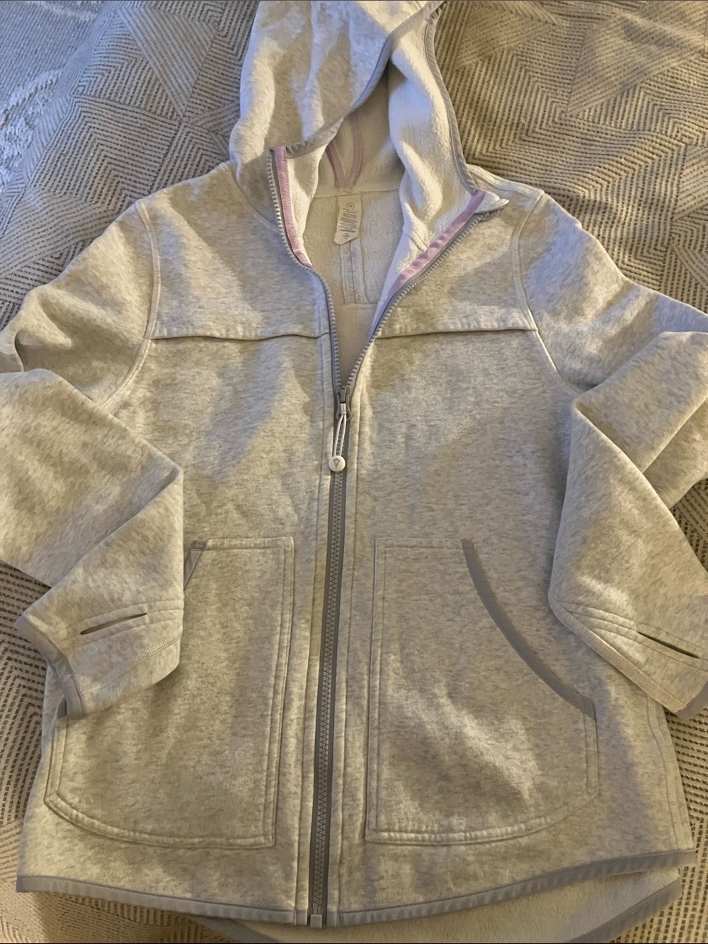 Ivivva Light Heather Gray Girls' Hooded Zip Sweatshirt